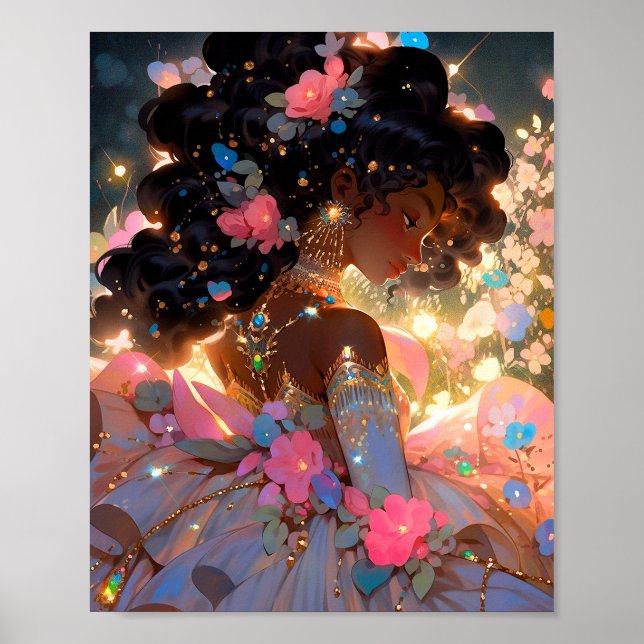 Poster Fantasy Mulher Afro-Americana Art (Frente)