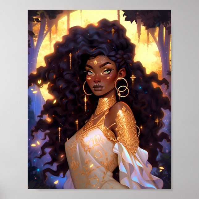 Poster Fantasy Mulher Afro-Americana Art (Frente)