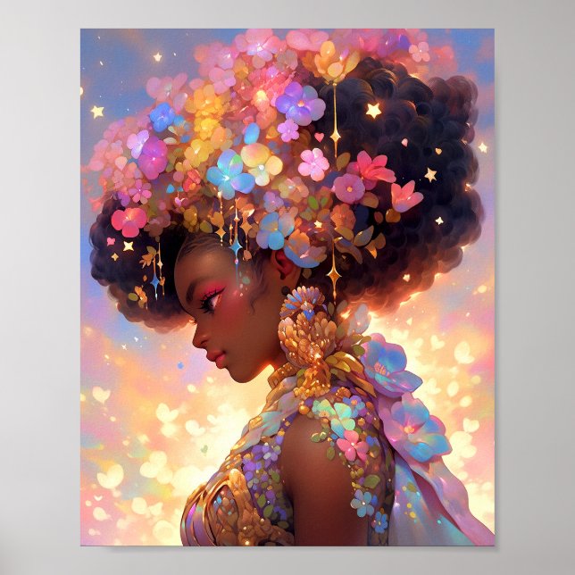 Poster Fantasy Mulher Afro-Americana Art (Frente)