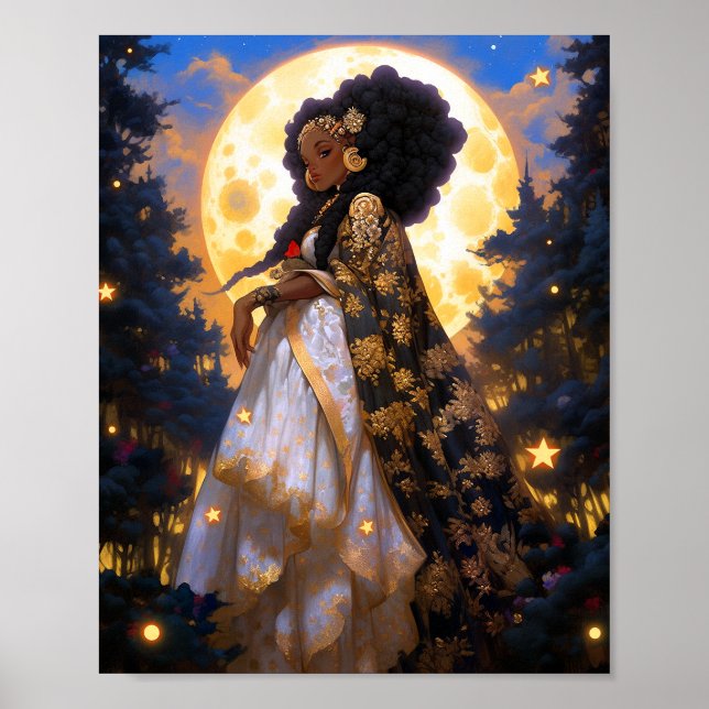 Poster Fantasy Mulher Afro-Americana Art (Frente)