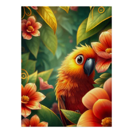 Pôster Fantasy Orange Parrot