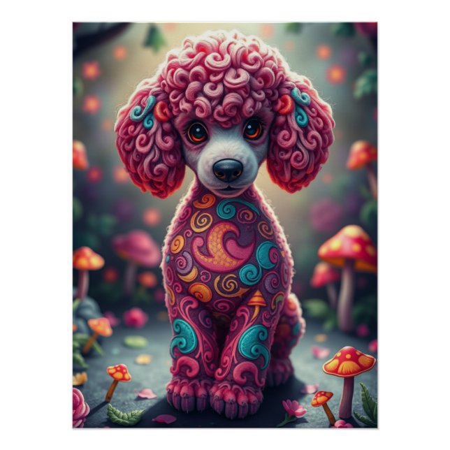 Pôster Fantasy Poodle Puppy Art (Frente)