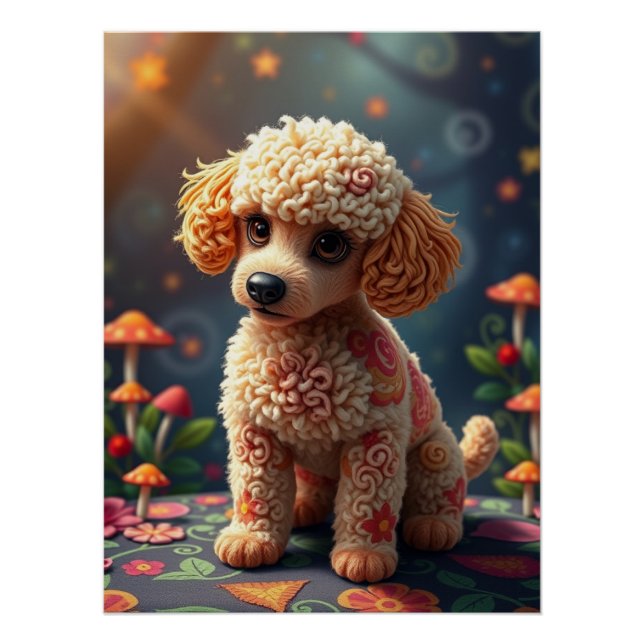 Pôster Fantasy Poodle Puppy Art (Frente)