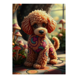 Pôster Fantasy Poodle Puppy Art