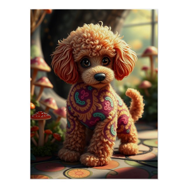 Pôster Fantasy Poodle Puppy Art (Frente)