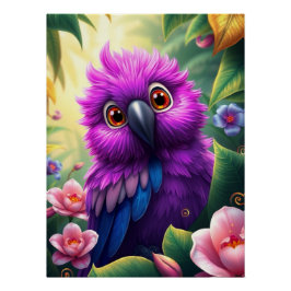 Pôster Fantasy Purple Parrot