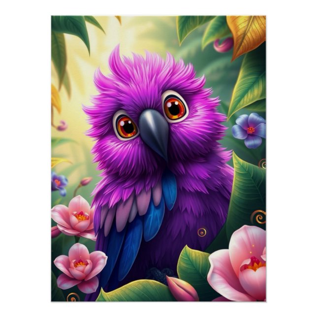 Pôster Fantasy Purple Parrot (Frente)