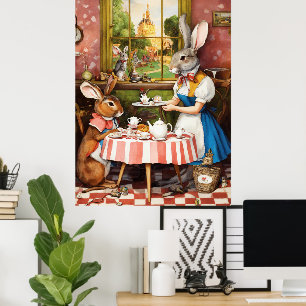 Poster Fantasy Rabbit Tea Party Animal