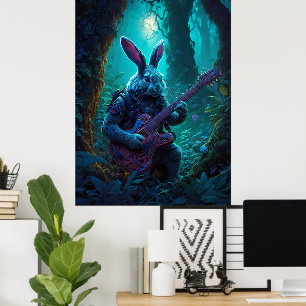 Poster Fantasy Rabbit tocando violão