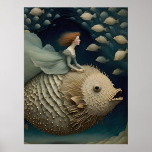 Poster Fantasy Ride on a Pufferfish