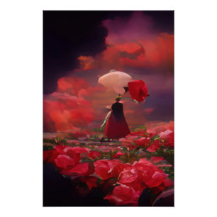 Pôster Fantasy Rosa Field under Sky