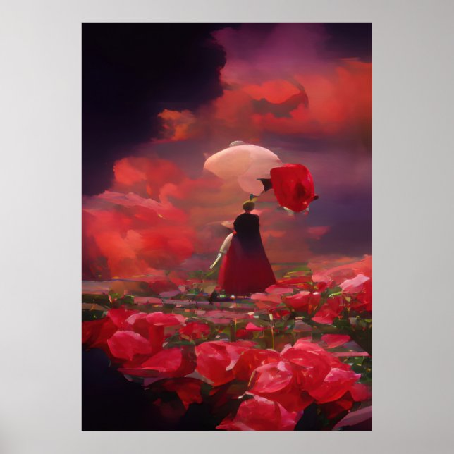 Poster Fantasy Rosa Field under Sky (Frente)