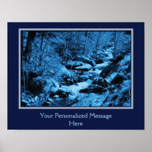 Pôster Fantasy Rushing Brook In Blue Personalised Words