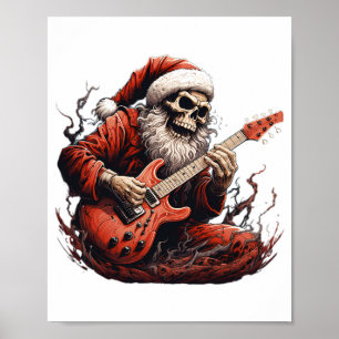 Poster Fantasy Skull Skeleton Papais noeis tocando guitar