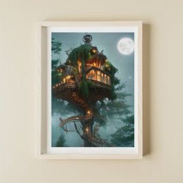 Poster Fantasy Tree House Trabalho de arte digital