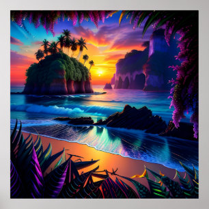 Poster Fantasy Tropical Beach Three