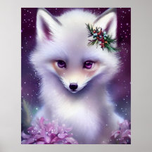Fantasy White Baby Fox com Olhos Lavandas