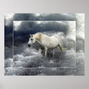 Poster Fantasy White Horse & Ocean Surf