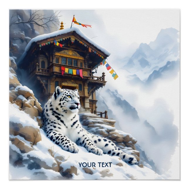 Pôster Fantasy White Lepard Snow (Frente)