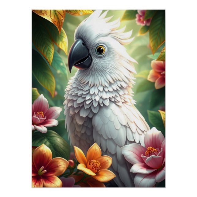 Pôster Fantasy White Parrot (Frente)