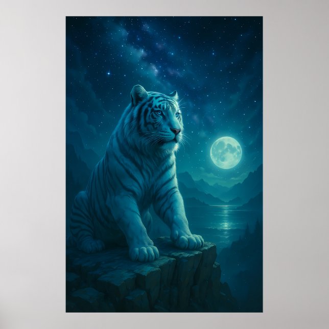 Poster Fantasy White Tiger – Mystic Aura Series (Frente)