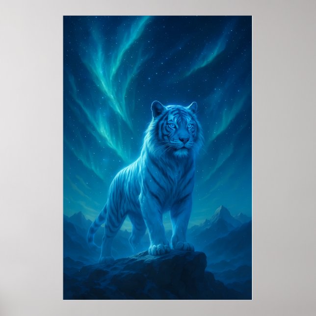 Poster Fantasy White Tiger – Mystic Aura Series (Frente)
