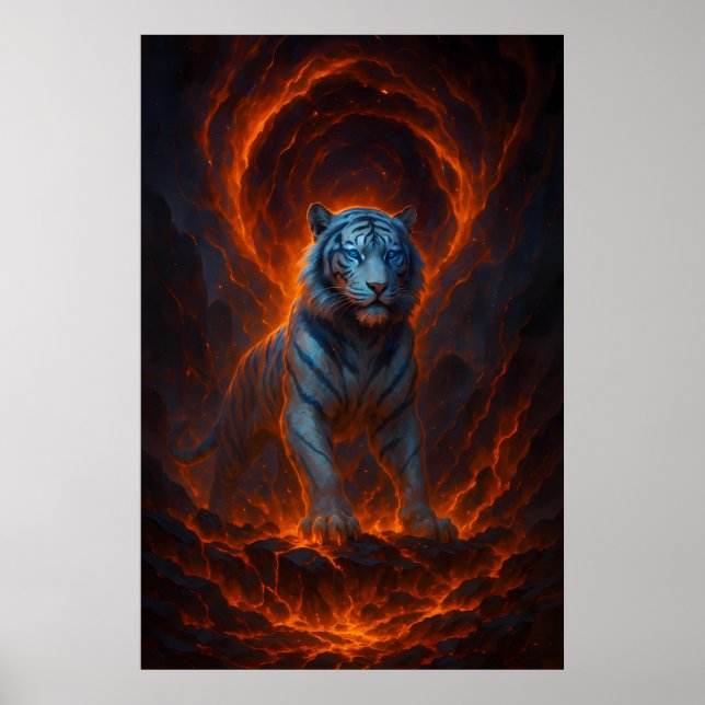 Poster Fantasy White Tiger – Mystic Aura Series (Frente)