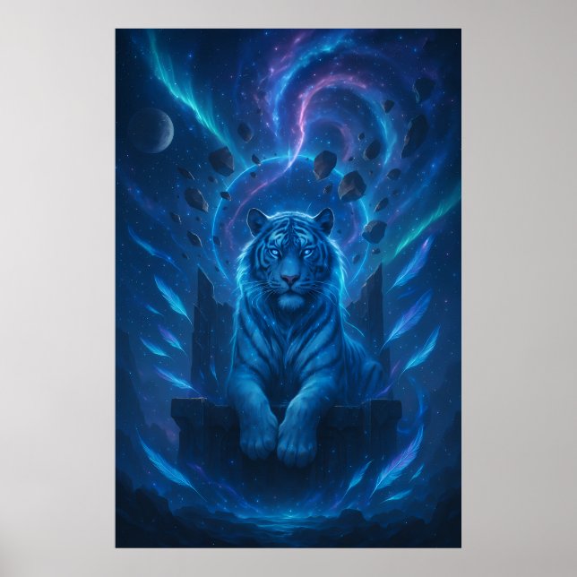 Poster Fantasy White Tiger – Mystic Aura Series (Frente)