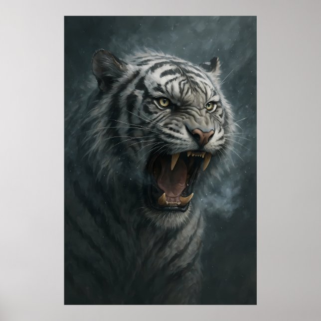 Poster Fantasy White Tiger – Mystic Aura Series (Frente)