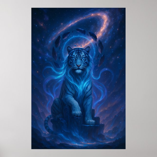 Poster Fantasy White Tiger – Mystic Aura Series (Frente)