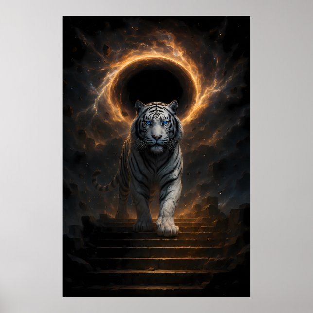 Poster Fantasy White Tiger – Mystic Aura Series (Frente)
