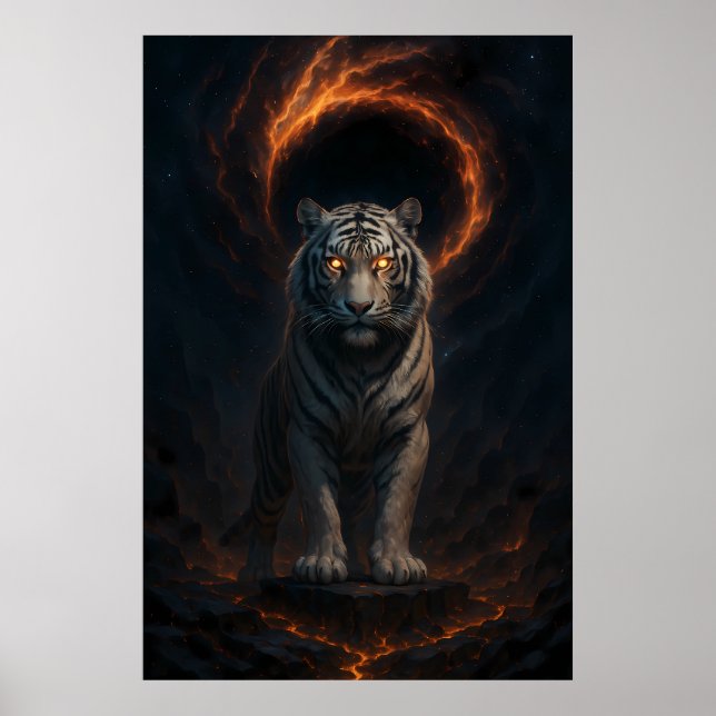 Poster Fantasy White Tiger – Mystic Aura Series (Frente)