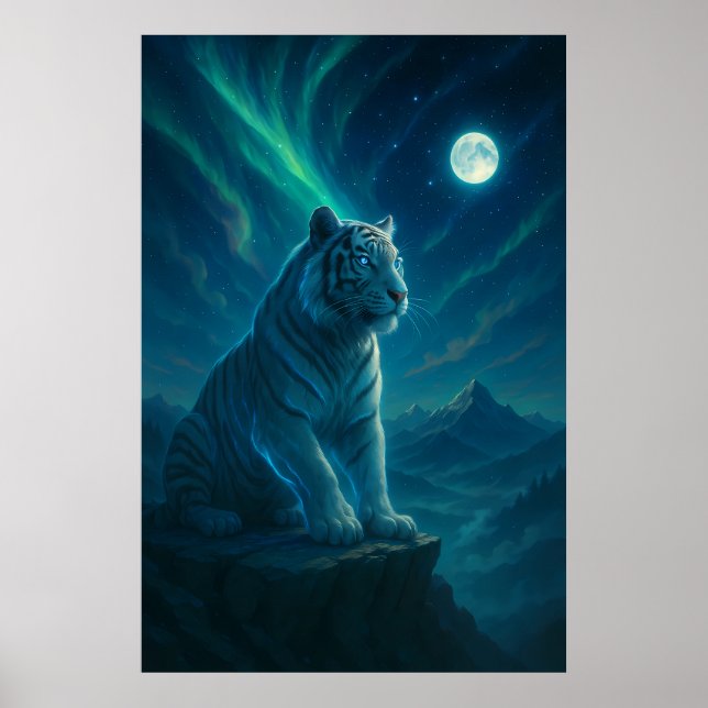 Poster Fantasy White Tiger – Mystic Aura Series (Frente)