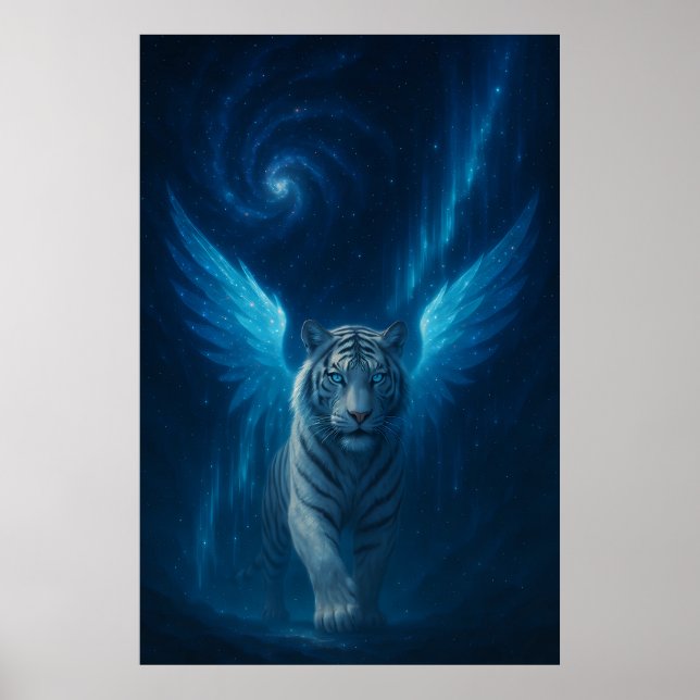 Poster Fantasy White Tiger – Mystic Aura Series (Frente)