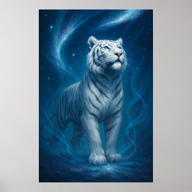 Poster Fantasy White Tiger – Mystic Aura Series (Frente)