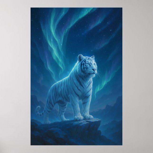 Poster Fantasy White Tiger – Mystic Aura Series (Frente)