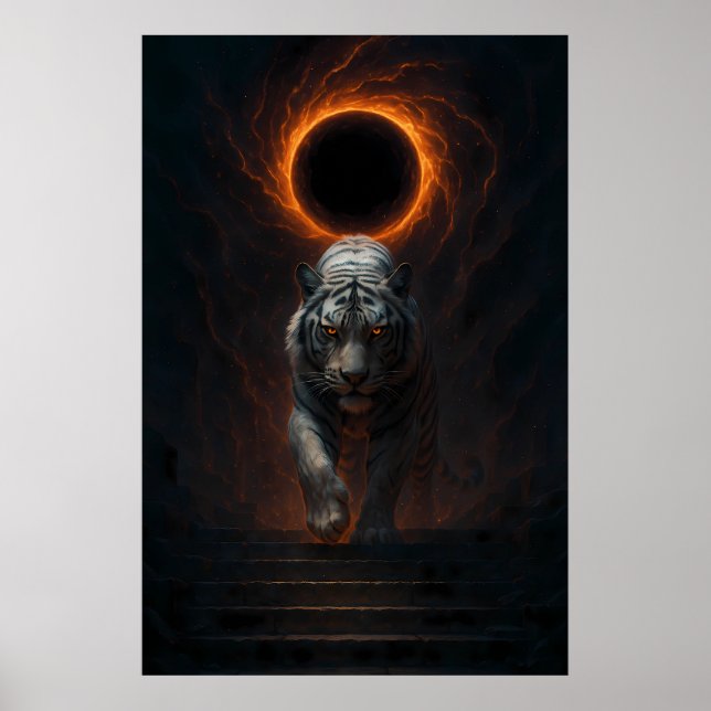 Poster Fantasy White Tiger – Mystic Aura Series (Frente)