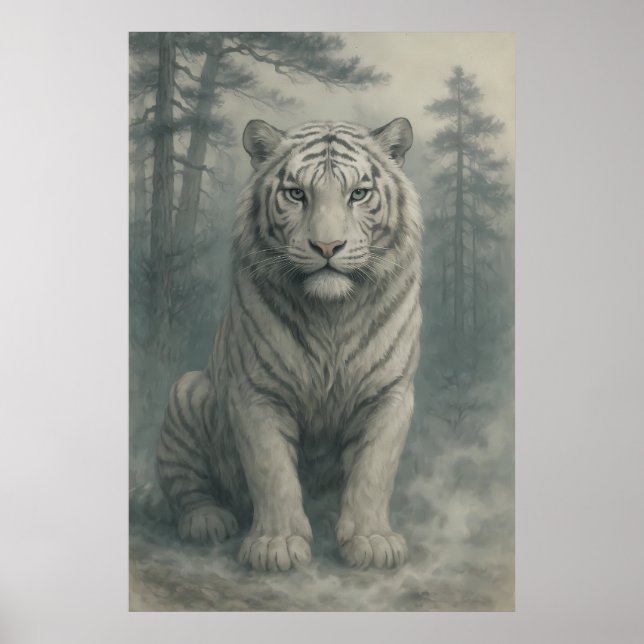 Poster Fantasy White Tiger – Mystic Aura Series | ManJian (Frente)