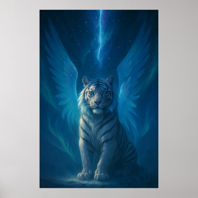 Poster Fantasy White Tiger – Mystic Aura Series | ManJian (Frente)