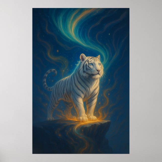 Poster Fantasy White Tiger – Mystic Aura Series | ManJian (Frente)