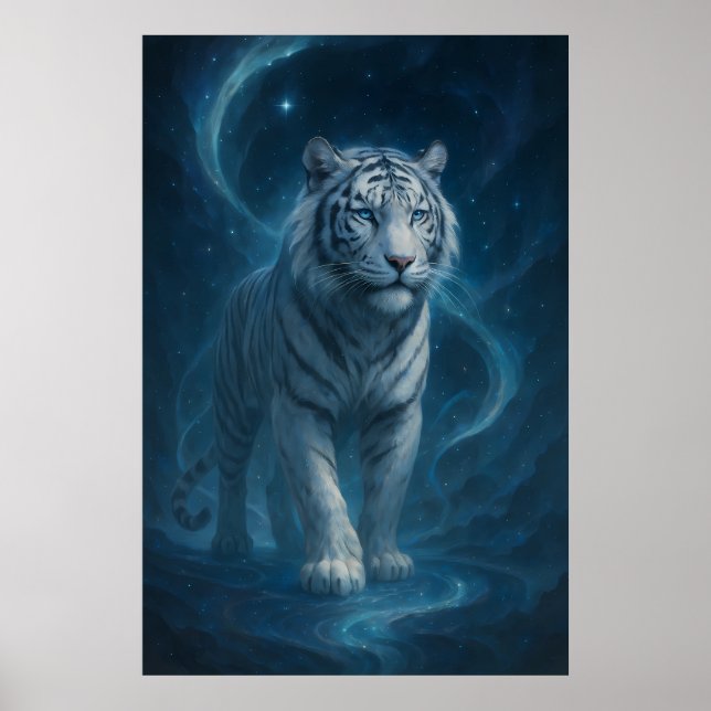 Poster Fantasy White Tiger – Mystic Aura Series | ManJian (Frente)