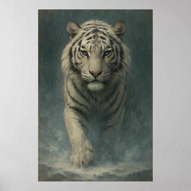 Poster Fantasy White Tiger – Mystic Aura Series | ManJian (Frente)