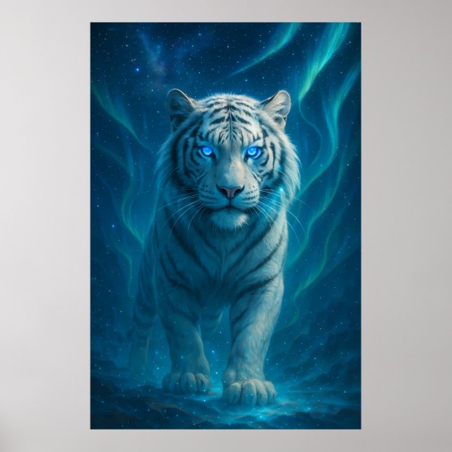 Poster Fantasy White Tiger – Mystic Aura Series | ManJian (Frente)