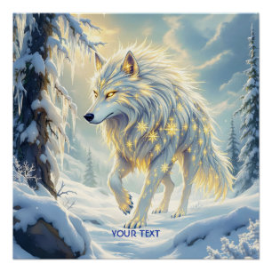 Pôster Fantasy White Wolf Winter