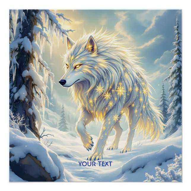 Pôster Fantasy White Wolf Winter (Frente)