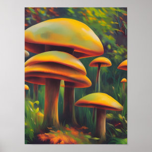 Poster Fantasy Yellow Mushroom