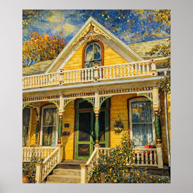 Poster Fantasy Yellow Victorian House (Frente)