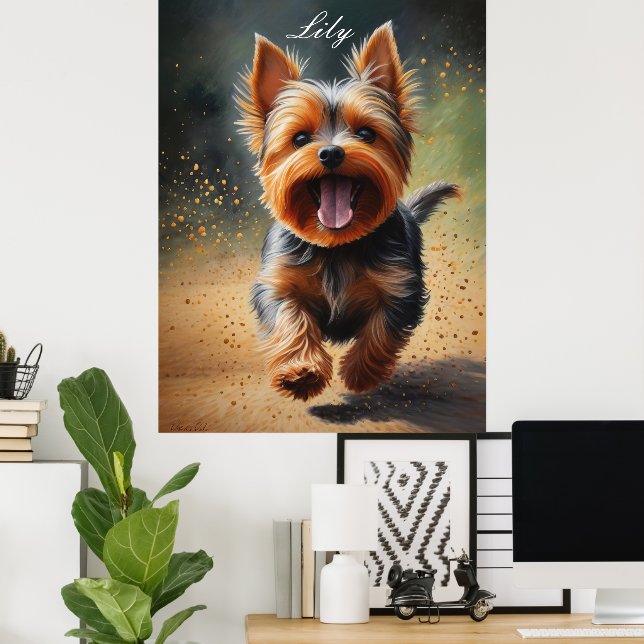 Poster Fantasy Yorkshire Terrier Surreal Dog Art (Escritório em casa)