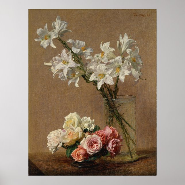 Poster Fantin-Latour - Rosas e Lírios (Frente)