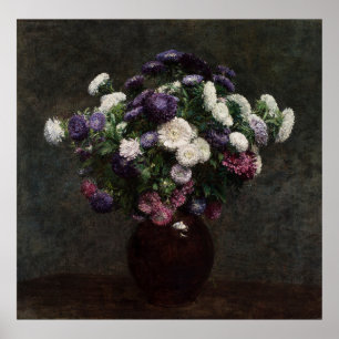 Poster Fantin-Latour's Asters em um Vase